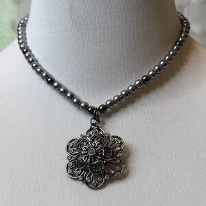 Vintage Silver Pearl Necklace